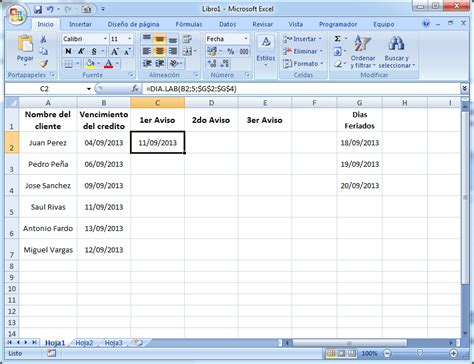 Excel Avanzado Para Empresas do Ejemplo Calculando fechas en base a días hábiles con dia lab