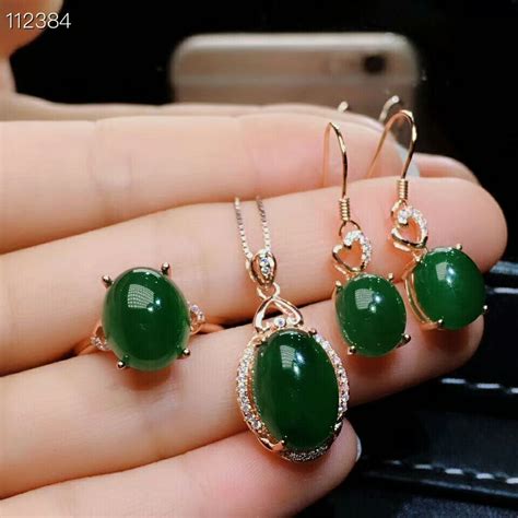 Meibapj Classic Natural Nephrite Jade Gemstone Jewelry Set Real