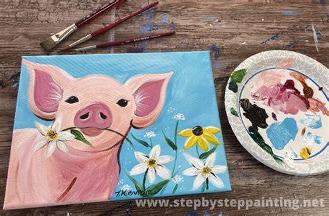 Pig Painting Step By Step Acrylic Tutorial For Beginners Pig