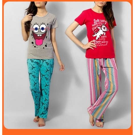 Combo Of 2 T Shirts With 2 Pajamas For Women