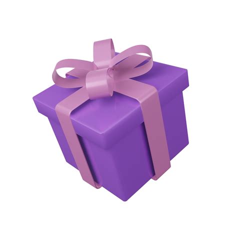 coffret cadeau violet avec ruban rose png transparent boîte de surprise de rendu d illustration