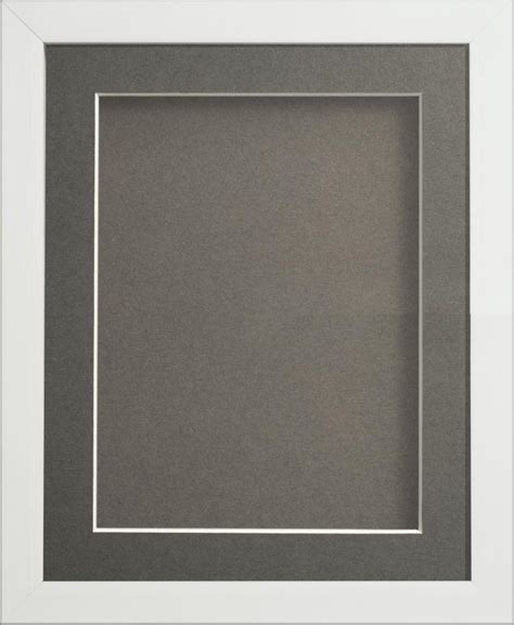 Radcliffe Box Frame White With Grey Backing Board 20x16 Frame With Grey Mount Cut For Image Size