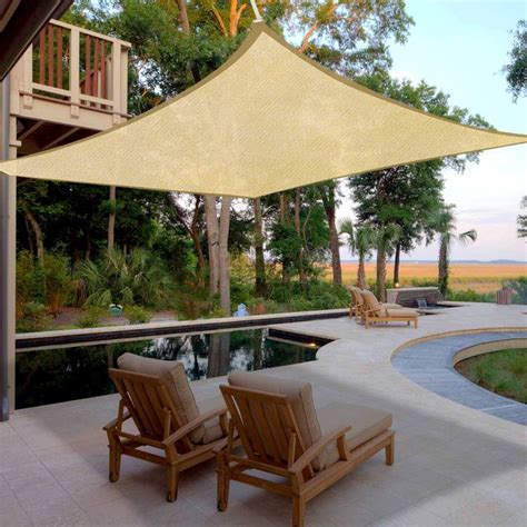 ★1 x sand yellow sun shade sail ★1 x installation guide. 16x16' Square Sun Shade Sail UV Blocking Outdoor Patio ...