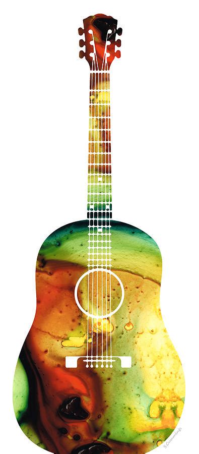 Acoustic Guitar Colorful Abstract Musical Instrument Painting By