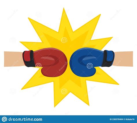 Boxing Gloves Fight Icon Red Vs Blue Battle Emblem Cartoon Vector
