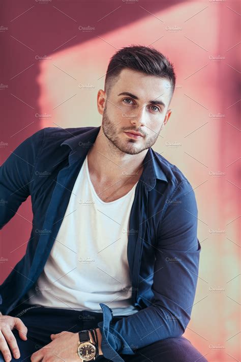 portrait of handsome sexy man | High-Quality People Images ~ Creative Market