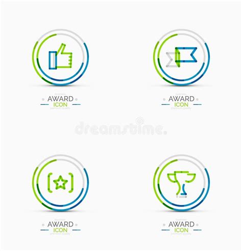 Award Icon Set Logo Collection Stock Vector Illustration Of Medal
