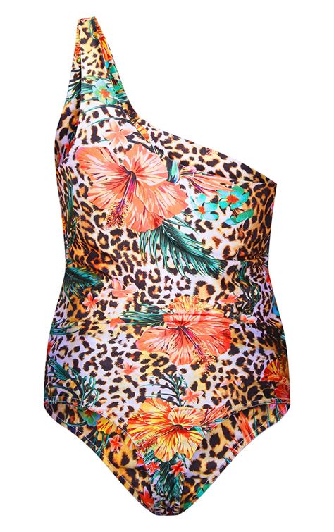 Multi Floral Leopard Print Cut Out Swimsuit Prettylittlething
