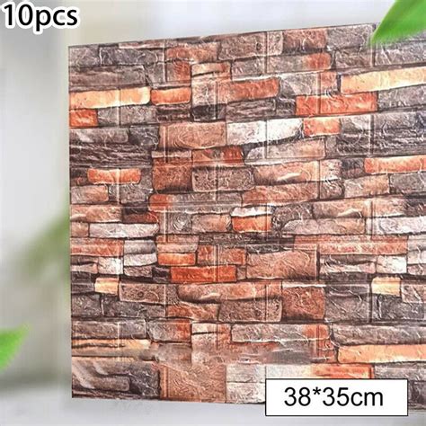 10 Pcs 3d Tile Brick Wall Sticker Self Adhesive Waterproof Foam Panel