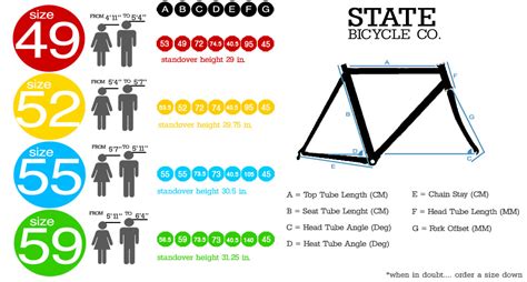 State Bicycle Size Chart Bicyklez