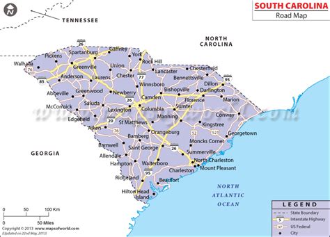South Carolina Road Map Highway Map Of Sc