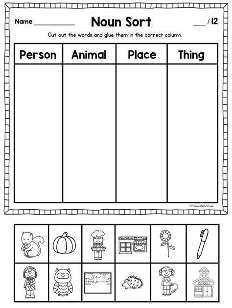 Noun Worksheets For Kindergarten
