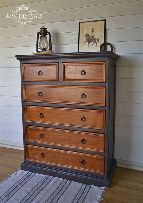 Shop for wood 6 drawer dresser online at target. Large Rustic Black and Timber Tallboy - Raw Revivals ...