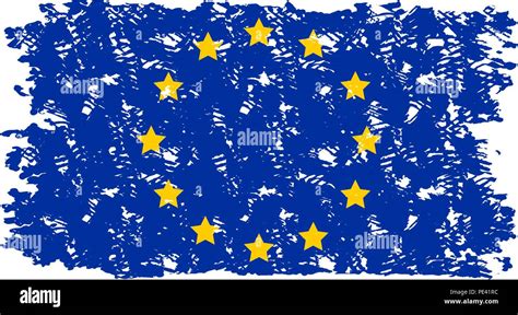 European Union Flag Texture Grunge Isolated On White Background Vector