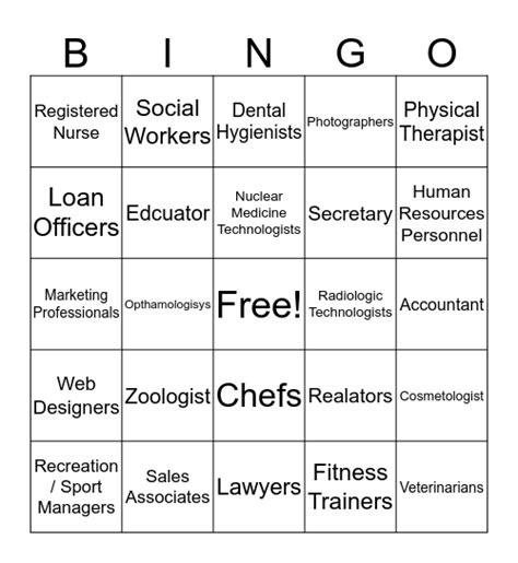 Career Bingo Bingo Card
