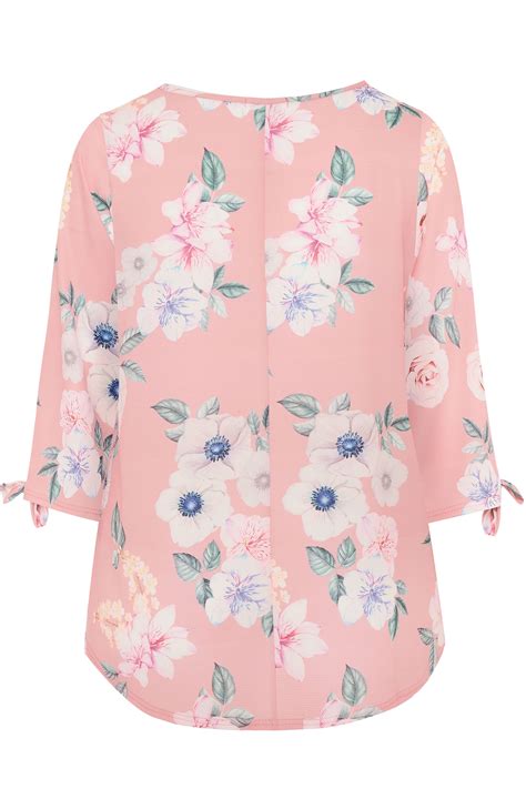 Yours London Pink Floral Split Sleeve Top Yours Clothing