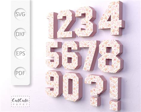 3d Numbers Svg Templates Cardstock Letter Svg For Cricut And Etsy Uk