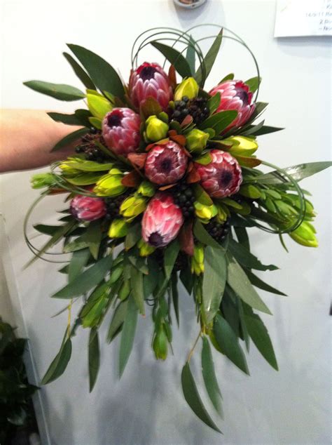 Teardrop Bouquet Of Protea Leucadendron Privor Speargrass And Gum