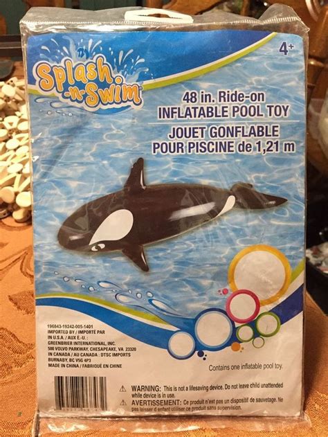 Splash And Play Orca Whale 48 Inflatable Ride On Pool Toy New In Package Splashplay Pool