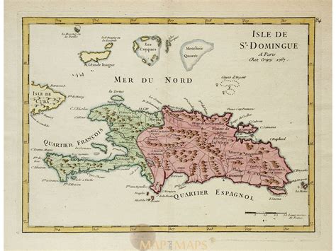 Isle De St Domingue Old Map Hispaniola Le Rouge 1767 Mapandmaps