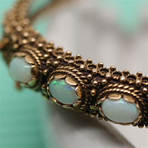 Circa 1930s 14k Opal Bracelet Pippin Vintage Jewelry