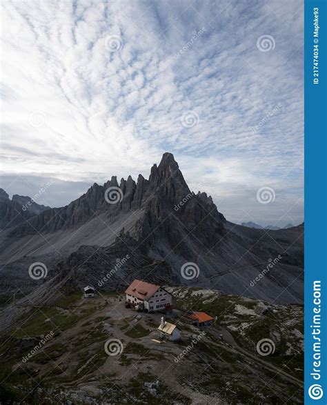 Alpine Panorama Of Locatelli Cabin Mountain Hut With Monte Paterno At