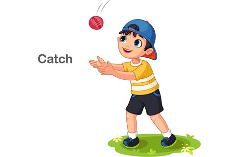 Cute Boy Catching A Ball 1307957 Vector Art At Vecteezy