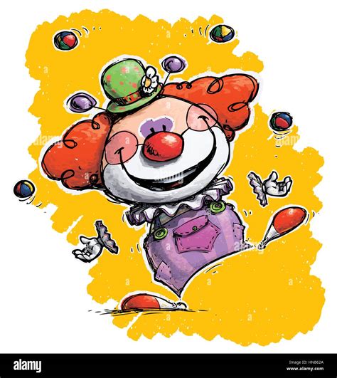 Cartoonartistic Illustration Of A Clown Juggling Stock Vector Image