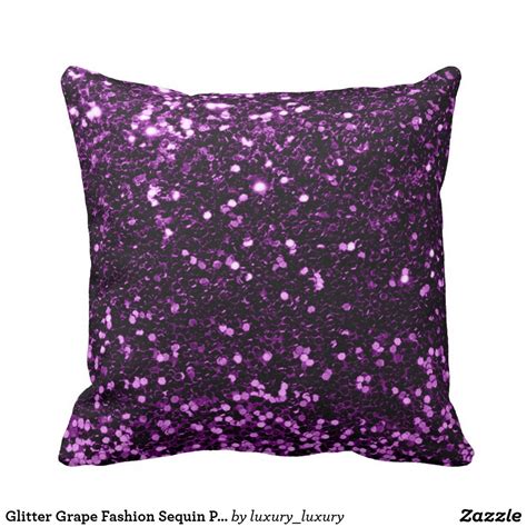 Glitter Grape Fashion Sequin Purple Violet Plum Throw Pillow Plum Throw