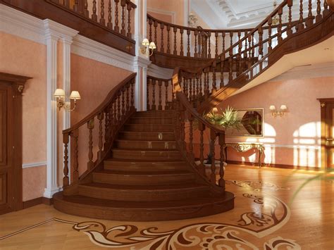 Wallpaper Room Staircase Stairs Interior Design Estate Lobby