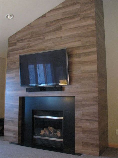 ceramic wood grain tiles for fireplace surround | Fireplace tile