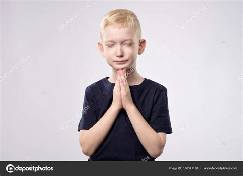 Little Caucasian Boy With Blond Hair Praying — Stock Photo © Koldunov