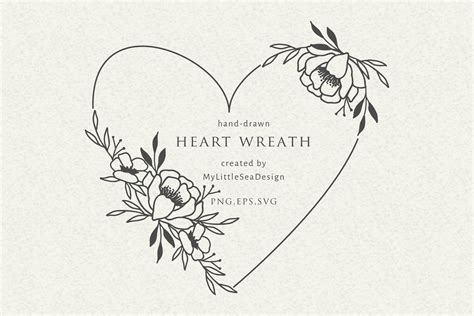 Floral Heart Wreath Svg - Valentines Svg Frame - Love Svg (1191986