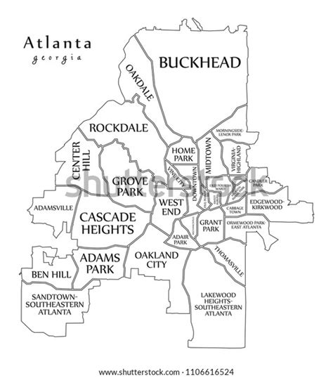 Modern City Map Atlanta Georgia City Vector De Stock Libre De
