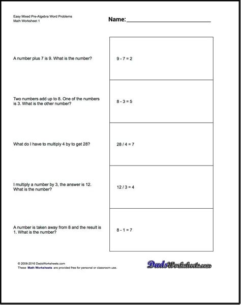 Each one has model problems worked out step by step, practice problems, as well as challenge questions at. Pre-Algebra Word Problems! All Operation Pre-Algebra ...
