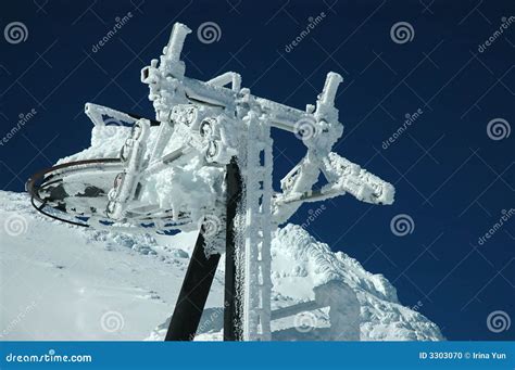 Ski Lift Covered With Snow Stock Photo Image Of White 3303070