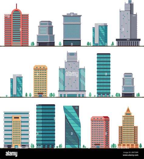 Buildings And Modern City Houses Flat Vector Icons Set Of Building