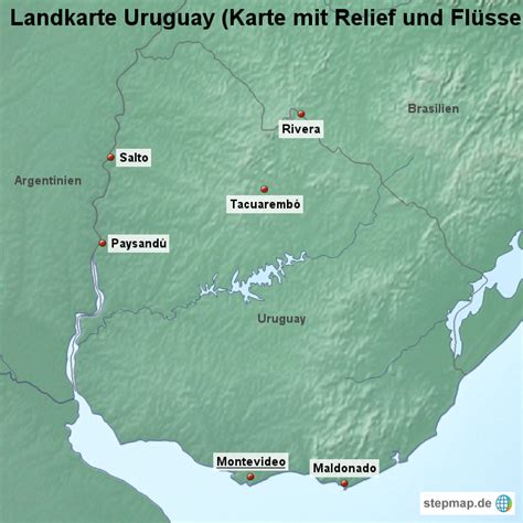 Jeden tag werden tausende neue, hochwertige bilder. StepMap - Landkarte Uruguay (Karte mit Relief und Flüssen ...
