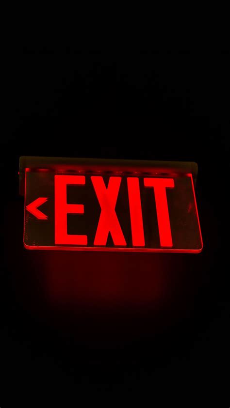 Neon Exit Sign wallpaper, inscription, red + Download Wallpapers 2022