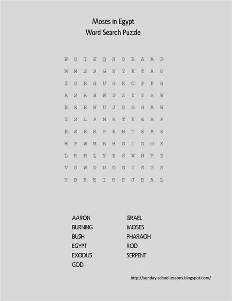 Ten Plagues Of Egypt Word Search Puzzle Printable