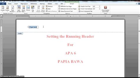 Apa 6 Inserting The Running Head Youtube