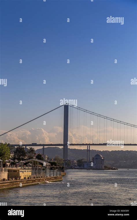Beautiful Suspension Bridge Of Bosphorus Strait Istanbul Turkey Stock