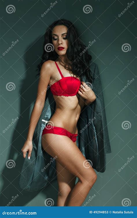 Woman In Red Lingerie Stock Image Image Of Portrait 49294853