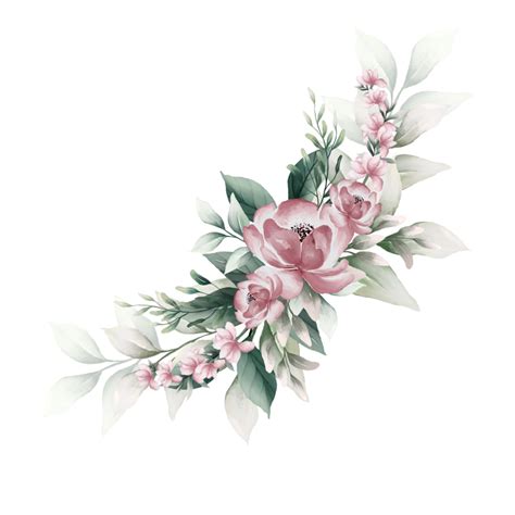Bouquet Of Pink Watercolor Flowers 13855181 Png