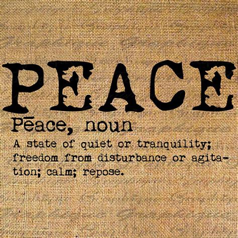 Peace Dictionary Definition Text Digital Download Burlap Etsy