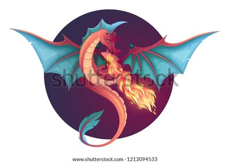 Fire Breathing Flying Dragon Vector Illustration Stock Vector Royalty