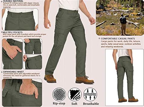 Akarmy Mens Lightweight Casual Cargo Pants Military Combat Relaxed