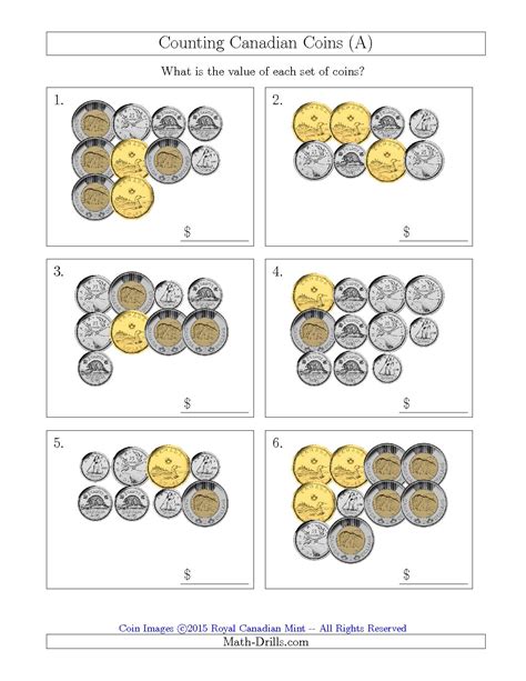 kindergarten canadian money worksheets printable 271862 free