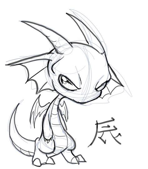 Chibi Dragon By NocturnalMoTH On DeviantART Easy Dragon Drawings Dragon Sketch Chibi Dragon
