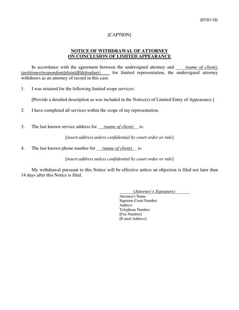 Kansas Notice Of Withdrawal Of Attorney On Conclusion Of Limited